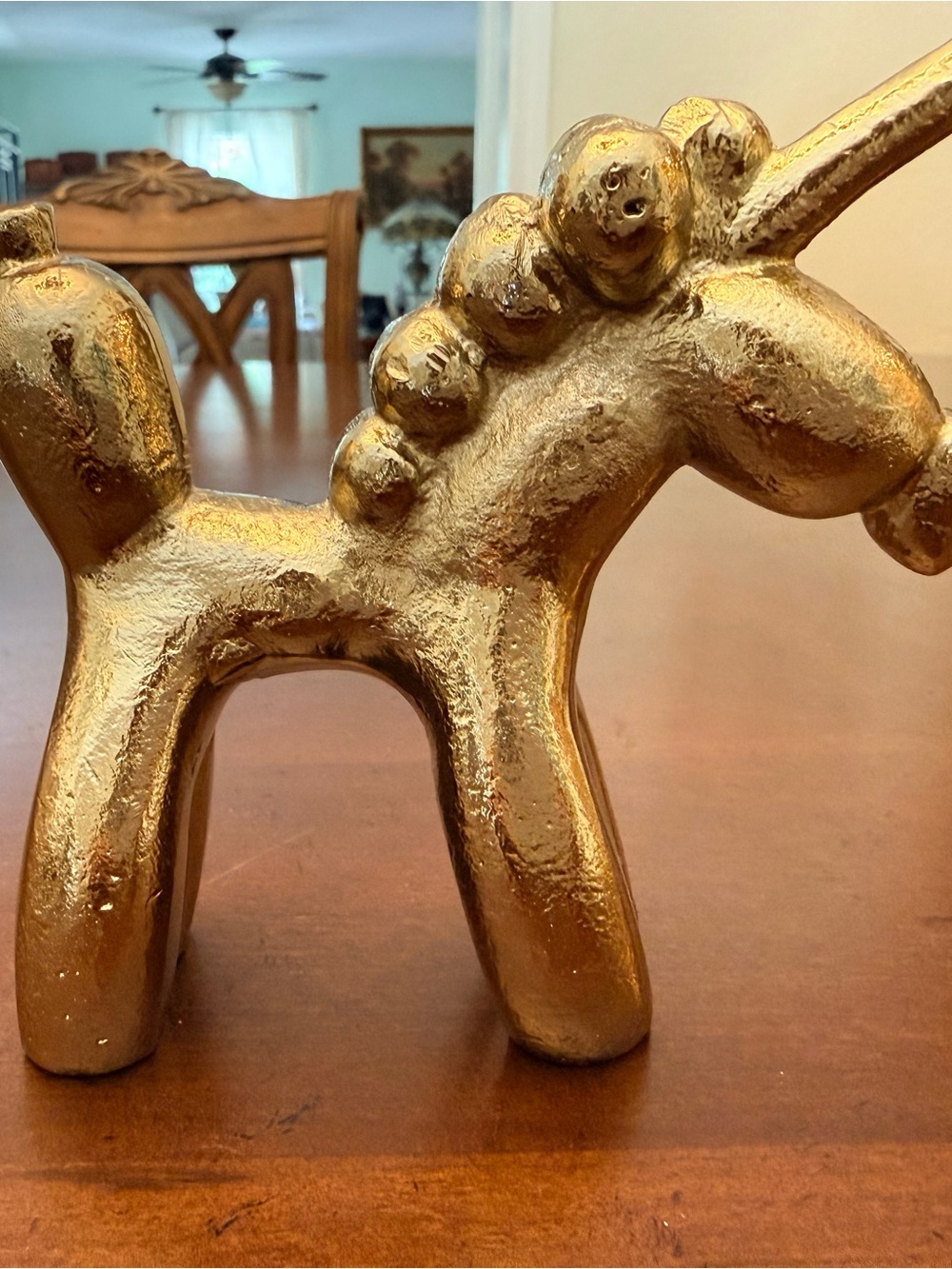 Vintage Solid Brass Unicorn Figurine Brutalist MCM Gold Tone Decor